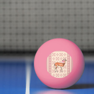 Cute  Pink Doe-patterned Christmas  Ping Pong Ball