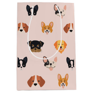 Cute Pink Dog Birthday Party  Medium Gift Bag