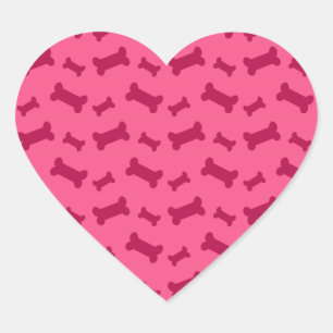 Cute pink dog bones pattern heart sticker