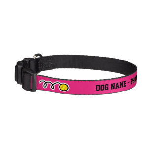 Cute pink dog collar with yellow softball print