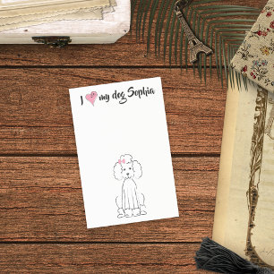 Cute Pink Dog Poodle Personalised Post-it Notes