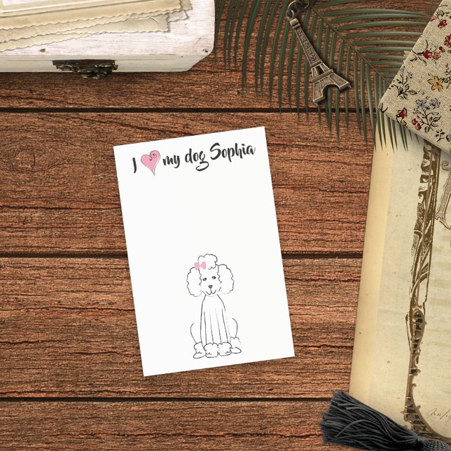 Cute Pink Dog Poodle Personalised Post-it Notes (Creator Uploaded)