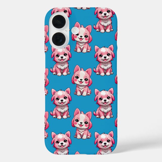 Cute Pink Dogs - Blue Case-Mate iPhone Case (Back)