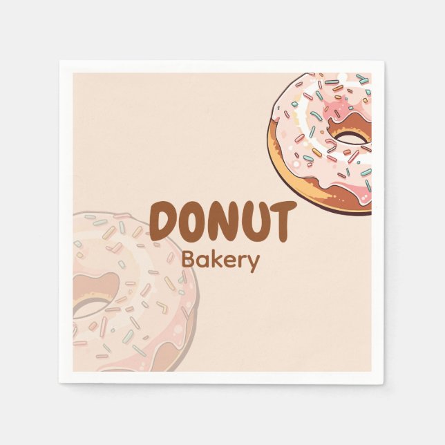 Cute Pink Donut Bakery  Napkin (Front)