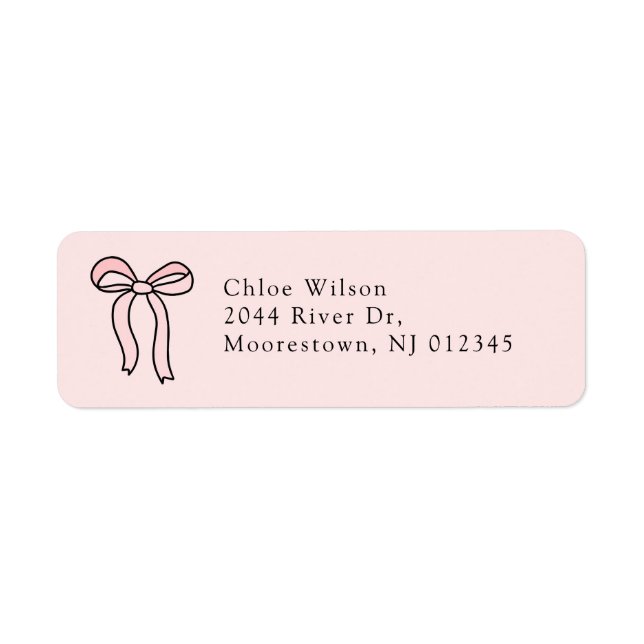 Cute Pink Doodle Bow Return Address  (Front)
