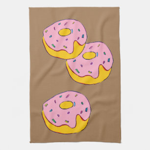 Cute pink doughnut dessert sweet tea towel