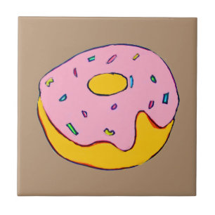 Cute pink doughnut dessert sweet tile