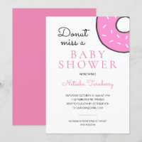 Cute Pink Doughnut Miss A Baby Shower