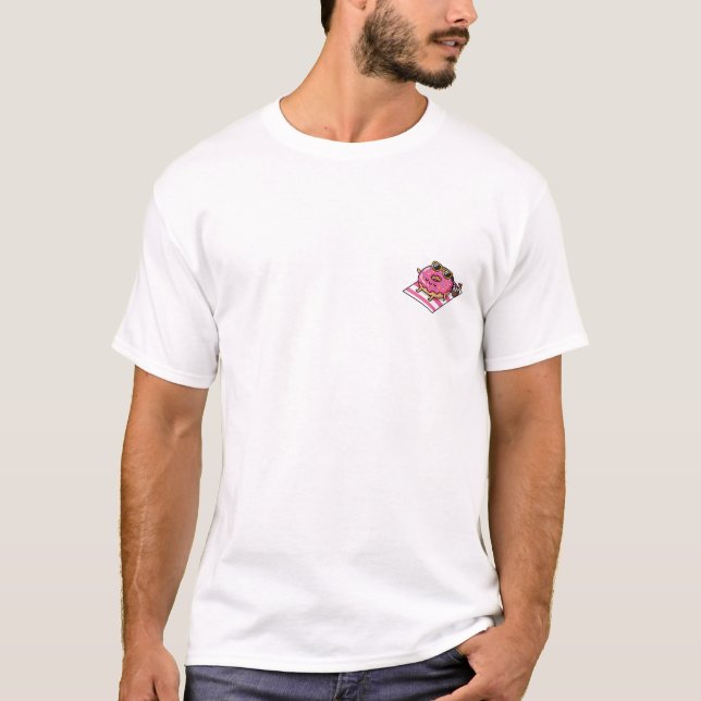 Cute Pink Doughnut Sunbathing with Sunglasses T-Shirt (Front)