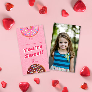Cute Pink Doughnut Valentine's Classroom Photo Car Card