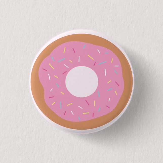 Cute Pink Doughnut with Sprinkles Button (Front)