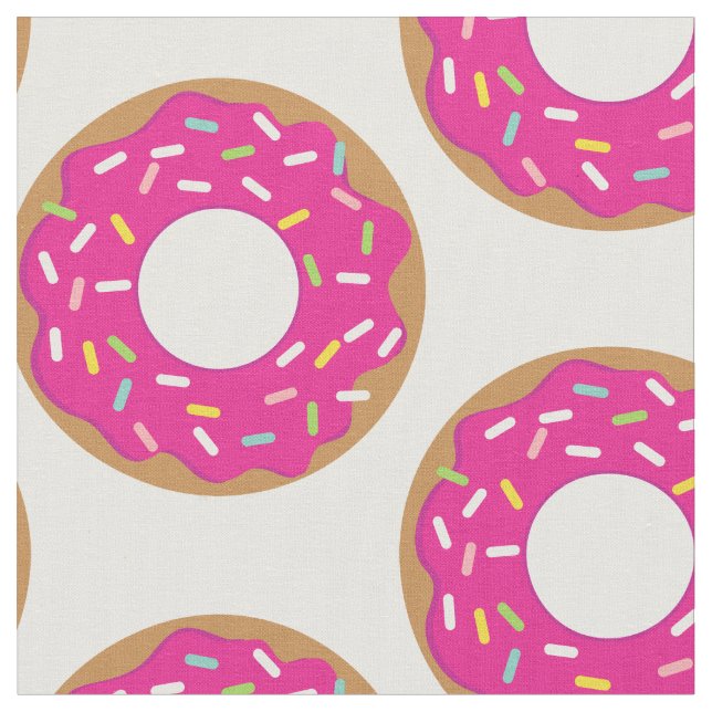 Cute pink doughnut with sprinkles pattern fabric (Close Up)