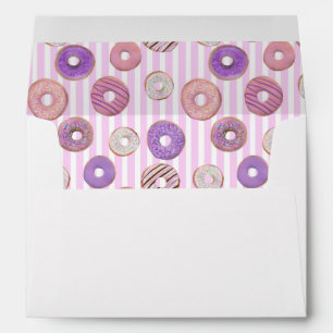 Cute pink doughnuts print inside custom back flap  envelope
