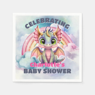 Cute Pink Dragon Baby Shower Napkin
