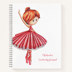 Cute Pink Dress Ballet Dancer Girl Notebook