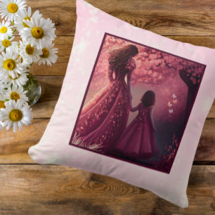 Cute Pink Dress Mum Daughter Quote Unique Cushion