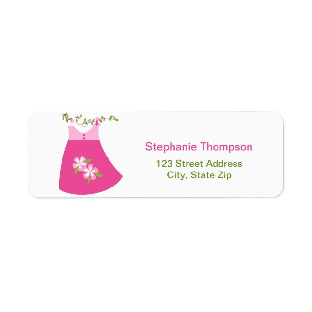 Cute Pink Dress Outfit Return Address Labels (Front)