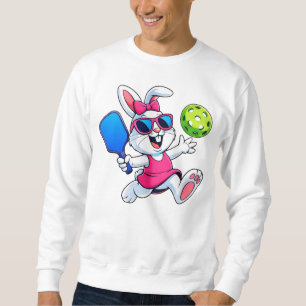 Cute Pink Dress Pickleball Bunny Sweatshirt