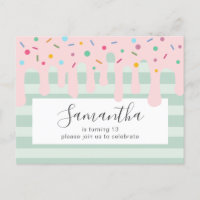 Cute Pink Drip Sprinkle Birthday Party