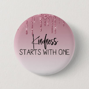 Cute Pink Dripping Glitter Inspirational 6 Cm Round Badge