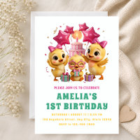 Cute Pink Ducklings 1st Birthday