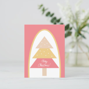 Cute Pink Earthy Tones Merry Christmas Tree Postcard