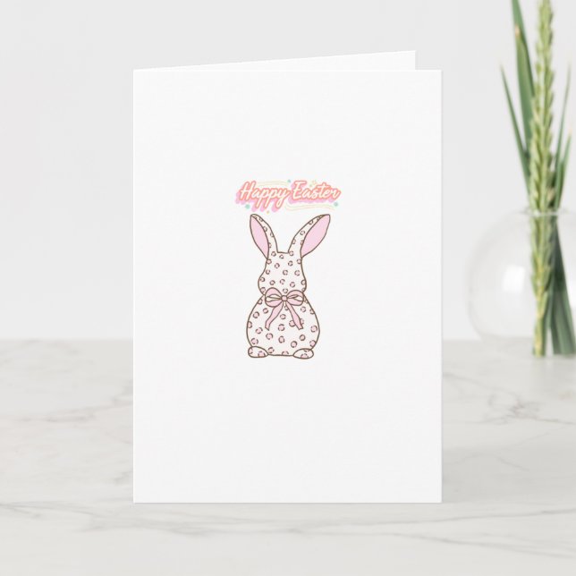 Cute Pink Easter Bunny Card (Front)