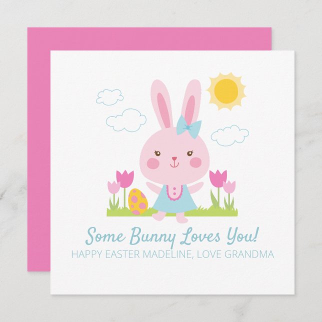 Cute Pink Easter Bunny Rabbit (Front/Back)