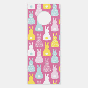 Cute pink Easter bunny rabbit pattern Door Hanger