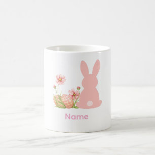 Cute Pink Easter Bunny with Spring Flowers Coffee Mug