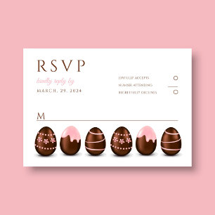 Cute Pink Eggs Easter Party RSVP Card