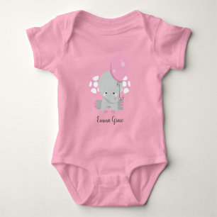 Cute Pink Elephant Baby Girl Monogram Tutu Bodysuit