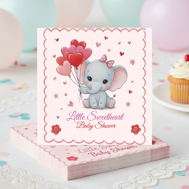 Cute Pink Elephant Baby Shower Welcome Sign  Napkin (Creator Uploaded)