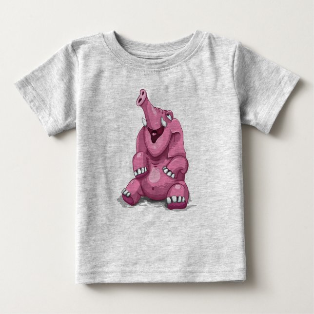 Cute Pink Elephant Baby T-Shirt (Front)
