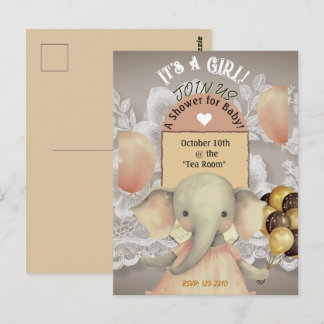 Cute Pink Elephant Balloons Postcard