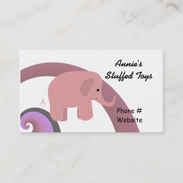 Cute Pink Elephant Business Card (Front)