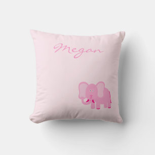 Cute Pink Elephant Design Throw Pillow