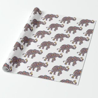 Cute Pink Elephant in a Psychedelic Cheetah Patter Wrapping Paper