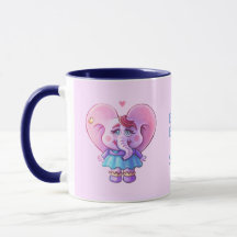 Cute Pink Elephant In Love ( with your Name) 