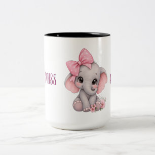 Cute Pink Elephant Little Miss Mug / Coffee Cup