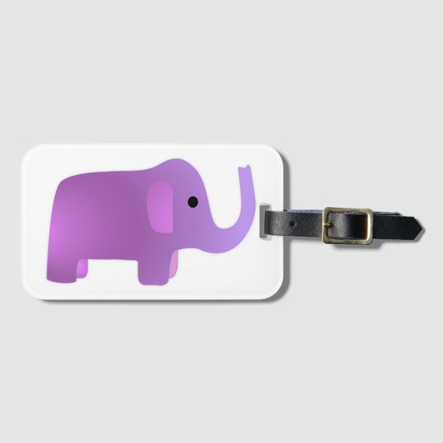 Cute Pink Elephant Luggage Tag (Front Horizontal)