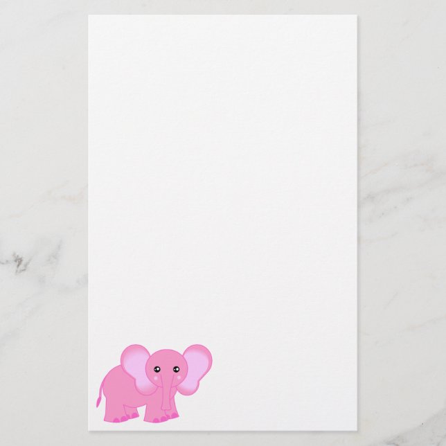 Cute Pink Elephant Stationery (Front)