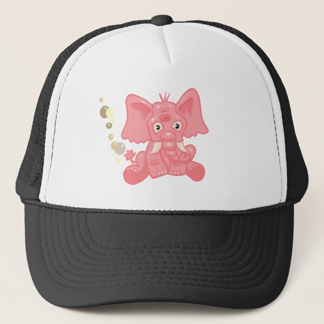 Cute Pink Elephant Trucker Hat (Front)