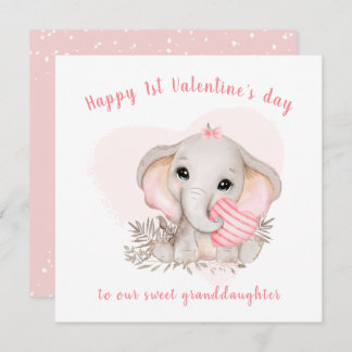 Cute Pink Elephant Valentine's day Card