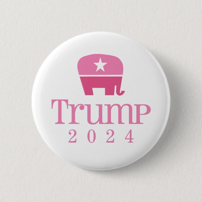 Cute Pink Elephant Women for Donald Trump 2024 6 Cm Round Badge (Front)