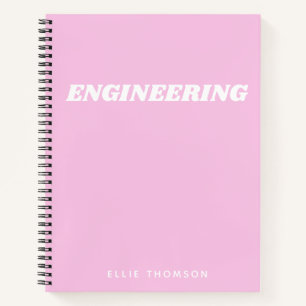 Cute Pink Engineering Graph Paper Monogram Name Notebook