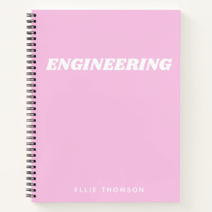 Cute Pink Engineering Graph Paper Monogram Name Notebook