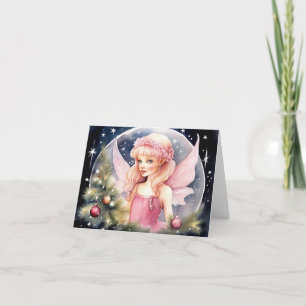 Cute Pink Fairy Christmas Card