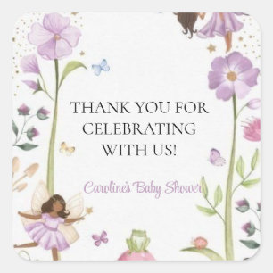 Cute Pink fairy Coquette primer cumpleaños Square Sticker