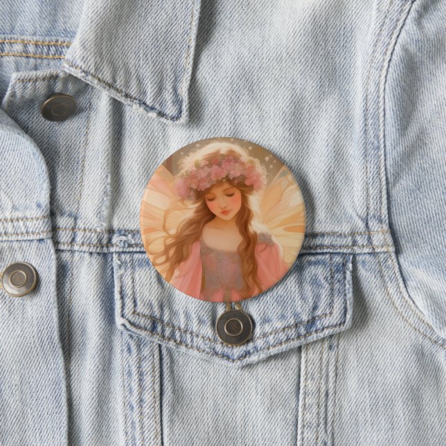 Cute Pink Fairy Fantasy Painting 7.5 Cm Round Badge (In Situ)